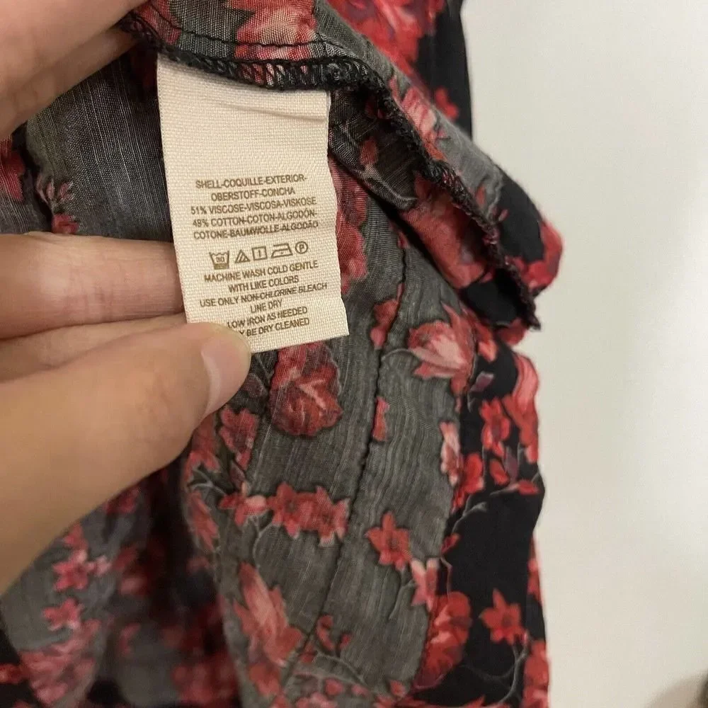 Free People Red floral embroidered cinch waist swing dress size Medium